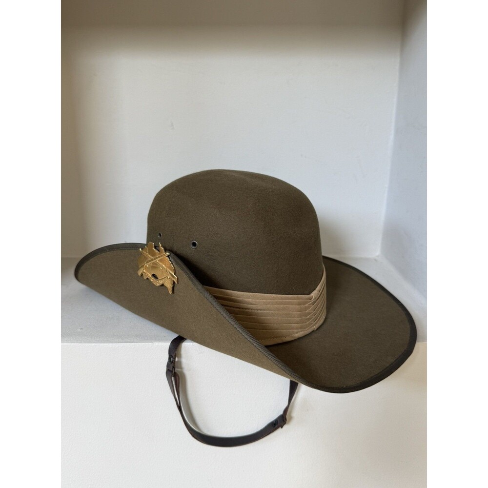Akubra Aussie Slouch Hat 1601 Sz. 7 Superfine Pure Fur Australian Military Khaki